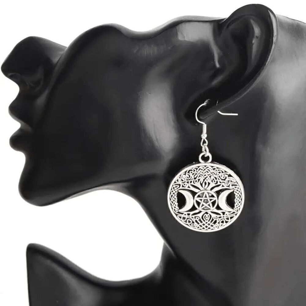 Pentagram Moon Star Dangle Earrings